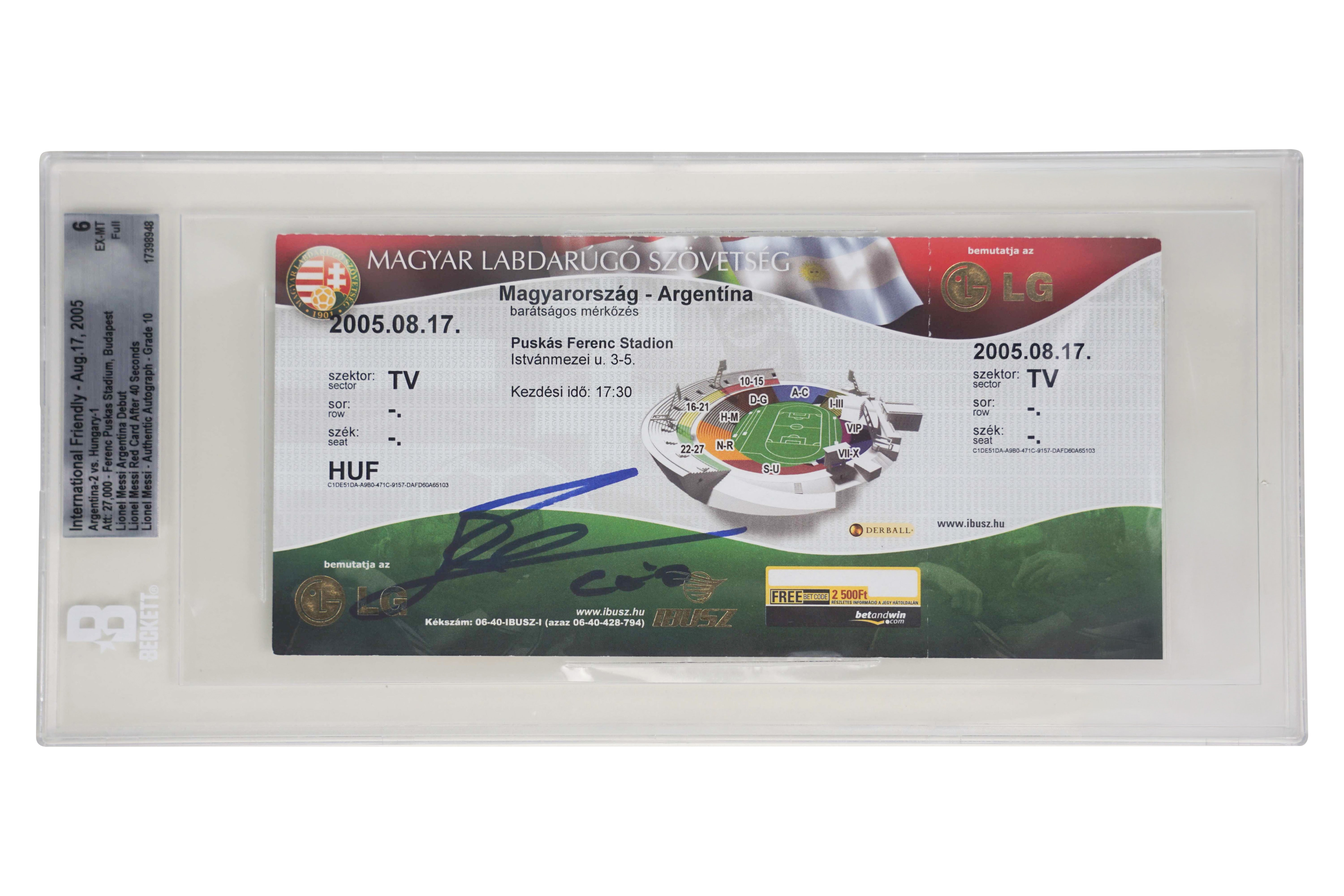 Lionel Messi Signed 2005 Argentina Pro Debut Match Ticket – BGS 6 Autograph 10